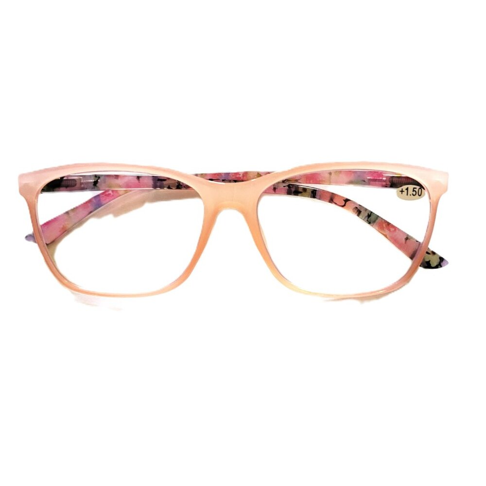 Reading Glasses Blue Light Blocking Spring Hinge Fashion Floral Print 1.5 Pink
